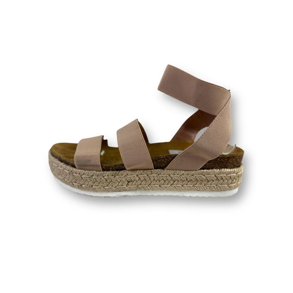 Steve Madden Women's‎ 9 Kimmie Platform Sandals Beige Tan Strappy Espadrille